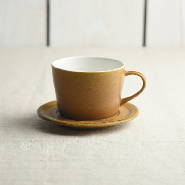 Miyama Matte Coffee Cup with Saucer in Caramel